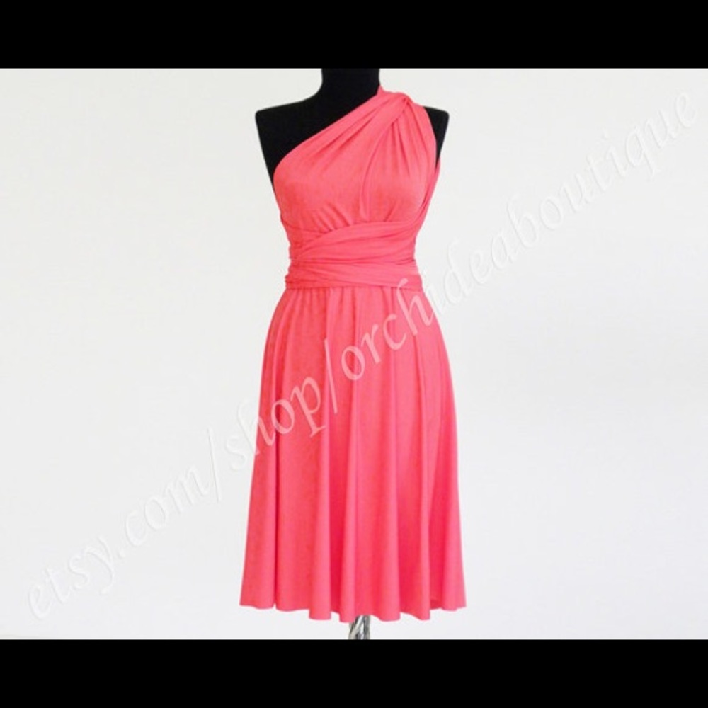 Coral knee length infinity dress